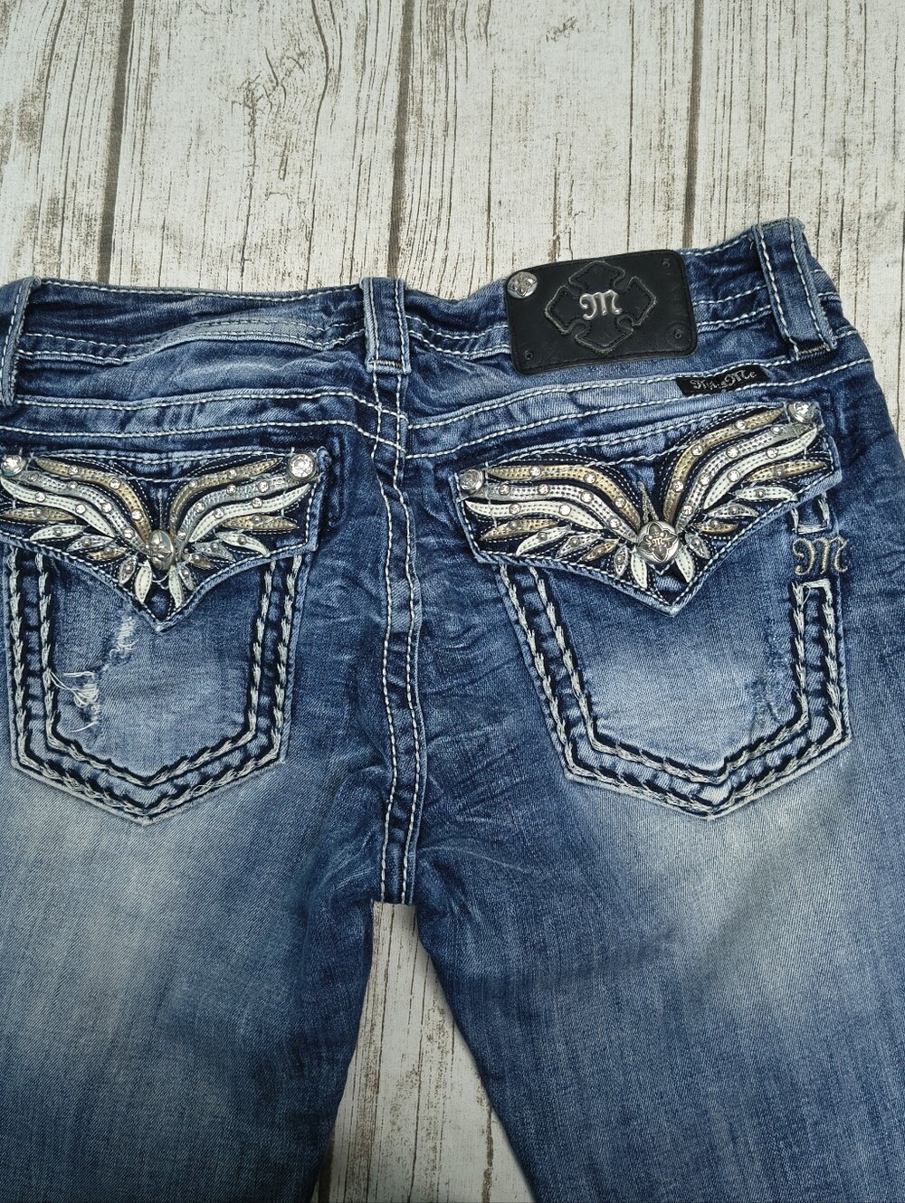 Miss Me Distressed Y2K Ultra Low Rise Skinny Jeans Women Size 30
